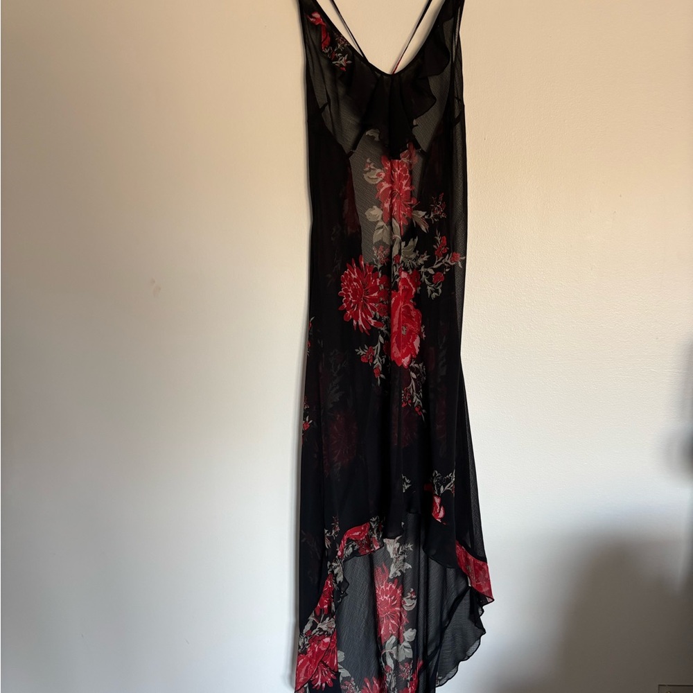 Intimately Free People Floral Sheer Black Dress